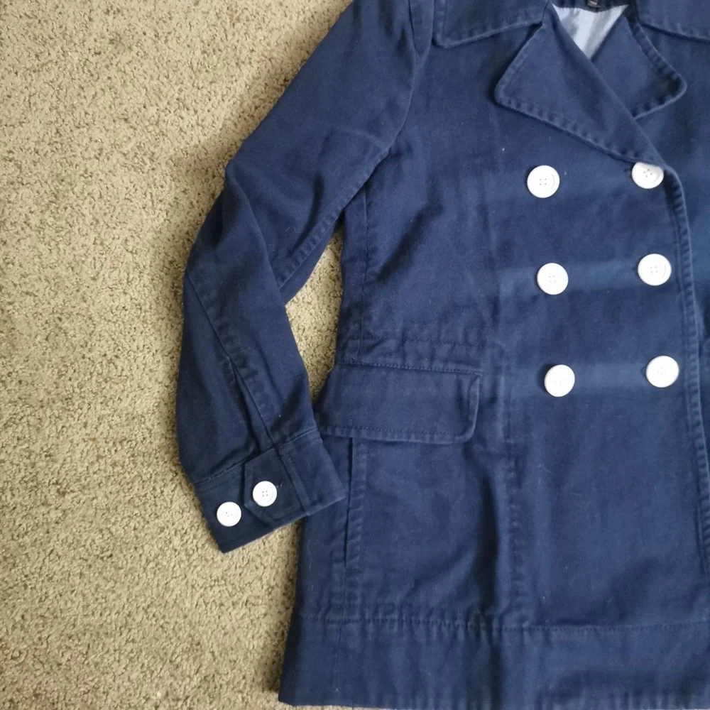 Women's‎ J.Crew Peacoat in Heavyweight Cotton | Color: Blue | Size: 4 - Picture 5 of 14